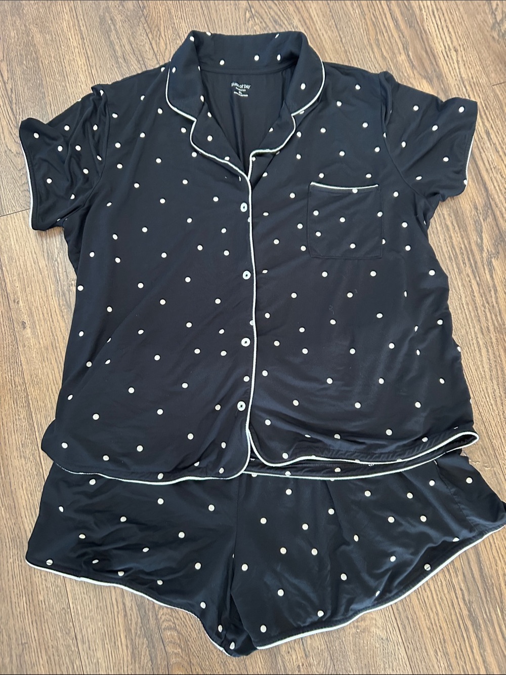 Polka Dot Short Pajama Set - Black & White